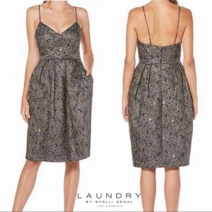 NWot Laundry Metallic Jacquard Brocade Midi Dress